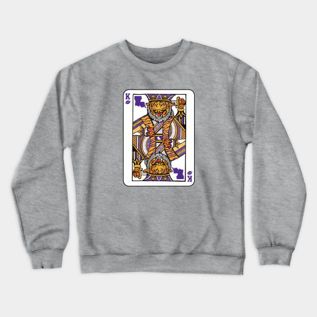 Louisiana Tiger King Playing Card // Awesome King Tiger Purple and Gold Crewneck Sweatshirt by SLAG_Creative